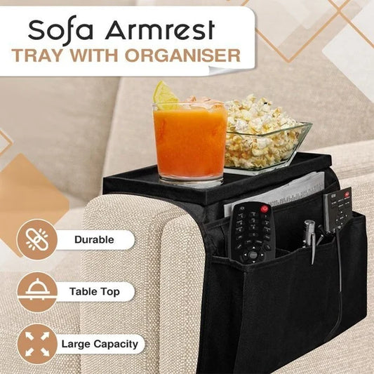 Sofa Armrest Tray With Organiser